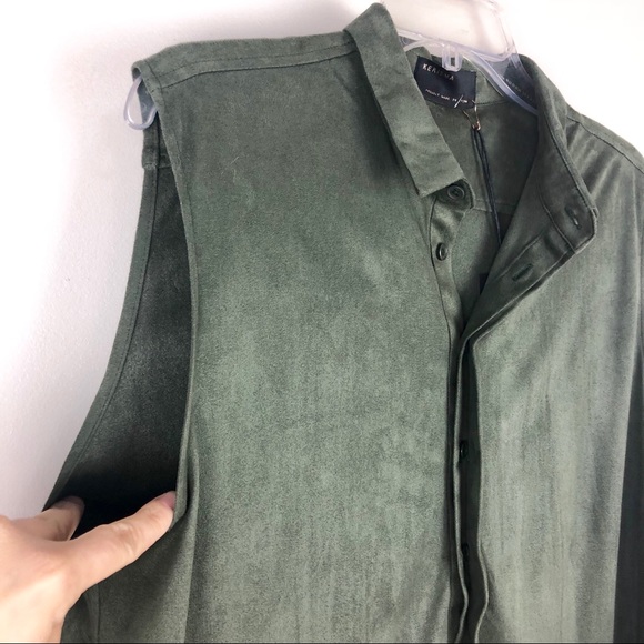 Kerisma Olive Faux Suede Hi Lo Sleeveless Shirt - Picture 8 of 8